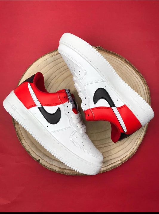 White-Red Air Force Sneakers