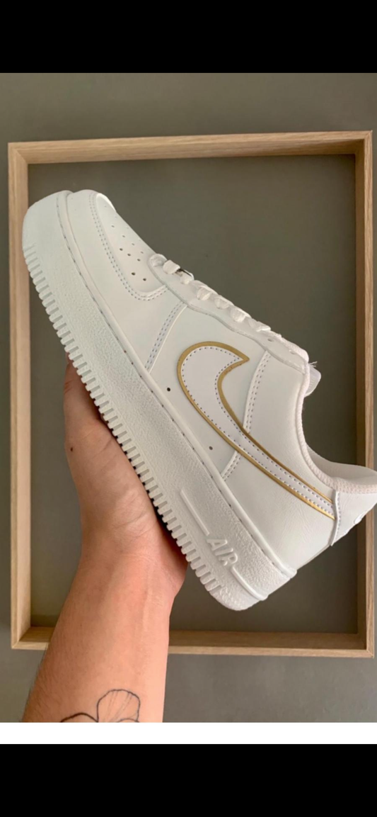 White-Gold Air Force Sneakers