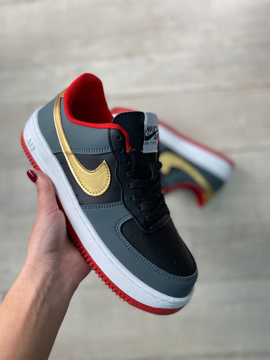 Black-Red-Yellow Air Force Sneakers