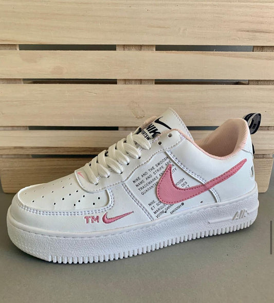 White-Pink Air Force Sneakers